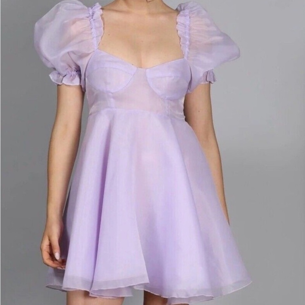 Selkie Lilac Puff Sleeve Dress